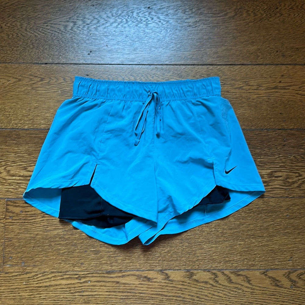 Nike Womens Athletic Shorts Blue with Black Liner